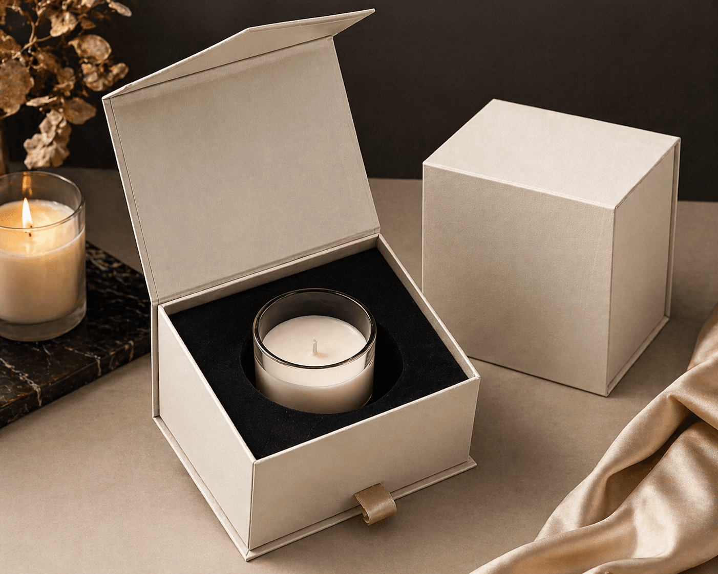 Candle packaging box factory specializing in high-end fragrance brands and private label OEM manufacturing