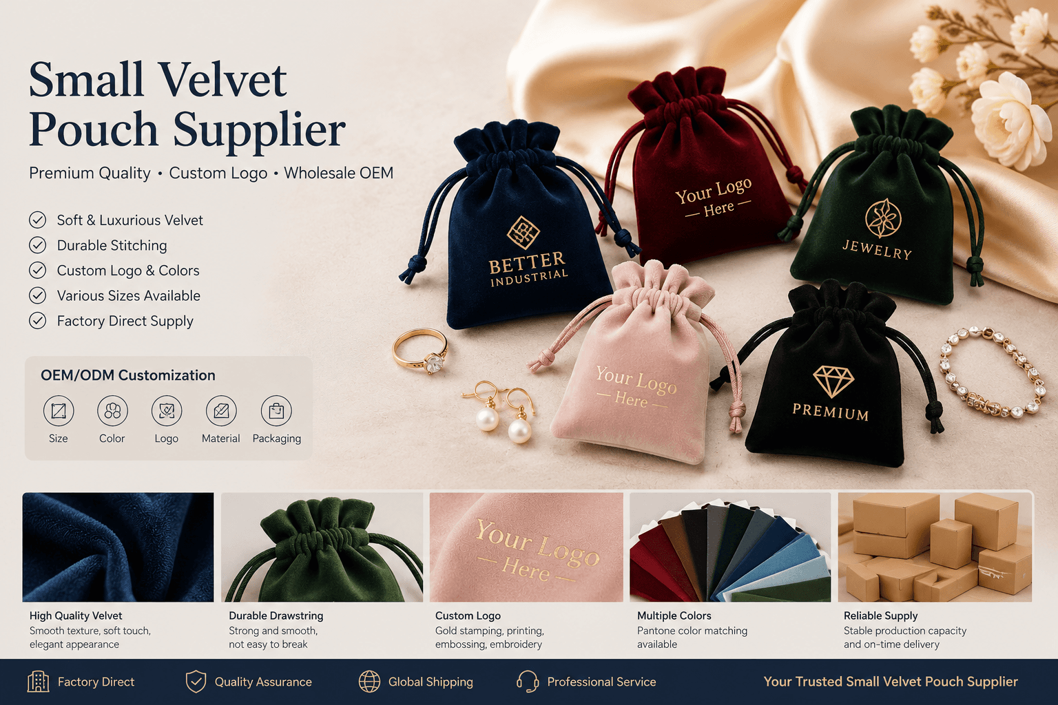 Small Velvet Pouch Supplier: Durable Soft Packaging for Jewelry and Retail Brands