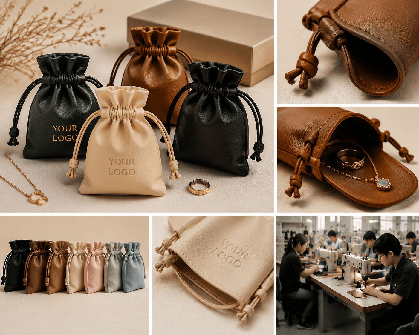 Leather Jewelry Pouch Factory for Premium Soft Packaging and OEM Production