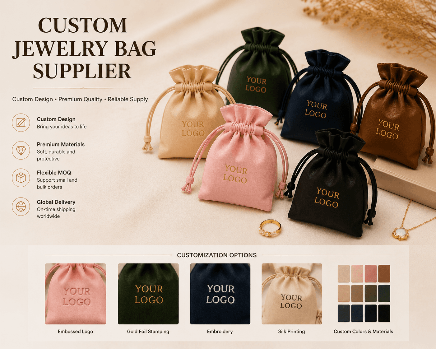 Custom Jewelry Bag Supplier for Premium Soft Packaging and OEM Solutions